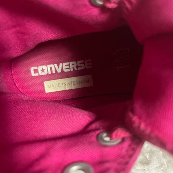 Converse CT All Star Hi Top Tri -Zip hot pink & black sparkly sneakers SZ 7.5 - Picture 11 of 12